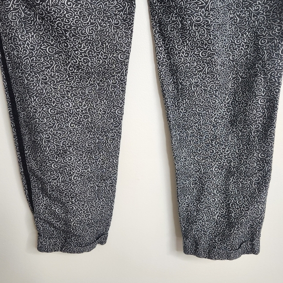 The Kooples Linen Blend Black Printed Fitted Jogger Trousers Size 48 - Picture 12 of 16